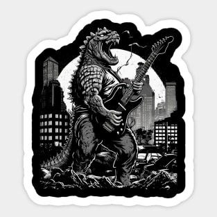 Godzilla Playing a Guitar Sticker